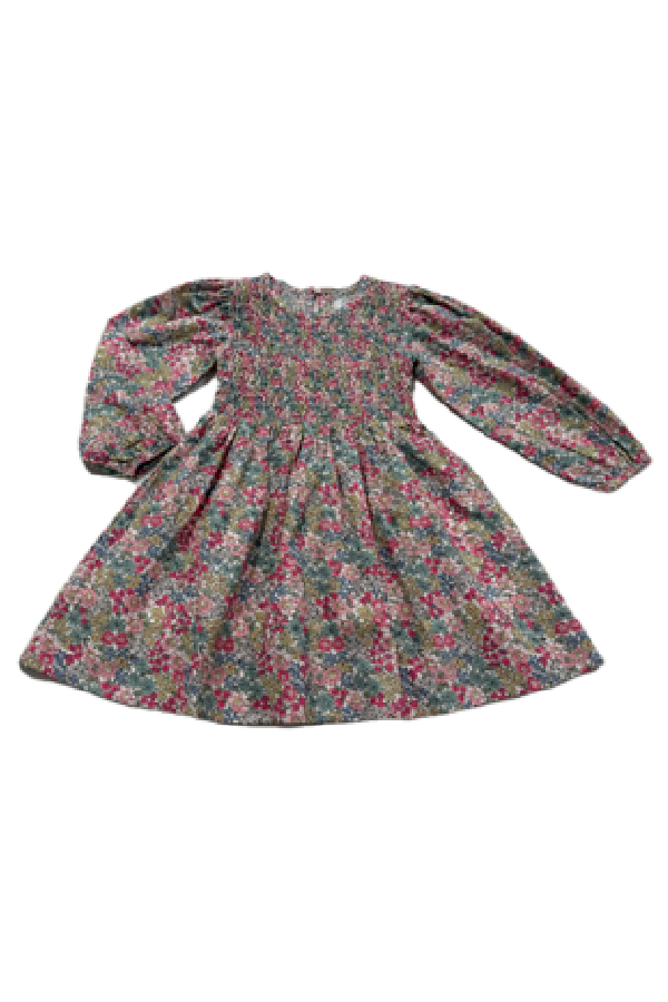 Emily Pink Floral Smocked Bodice Dress
