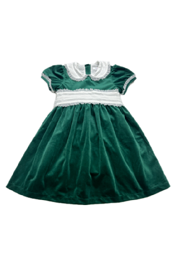 Scarlet Green Velvet Sash Waist Dress
