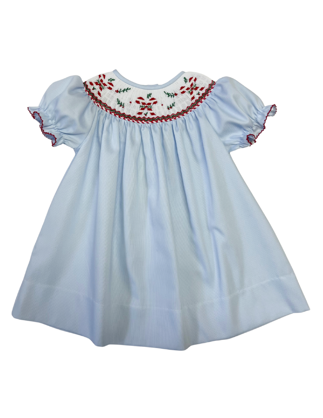 Emma Candy Cane Smocked Bishop Dress