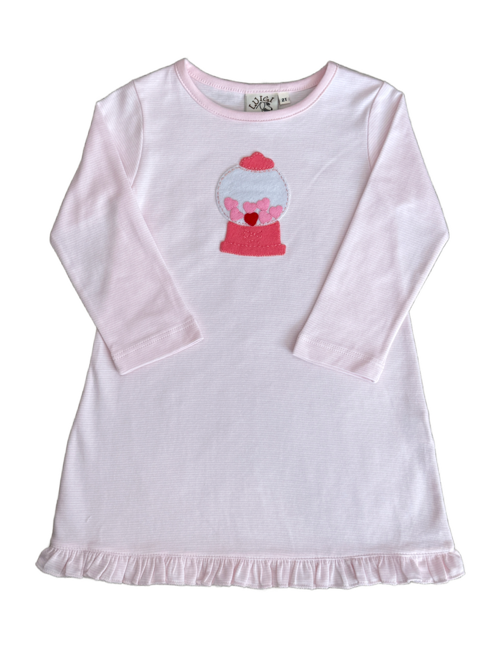 Light Pink and White Stripe Dress with Gumball Machine Applique