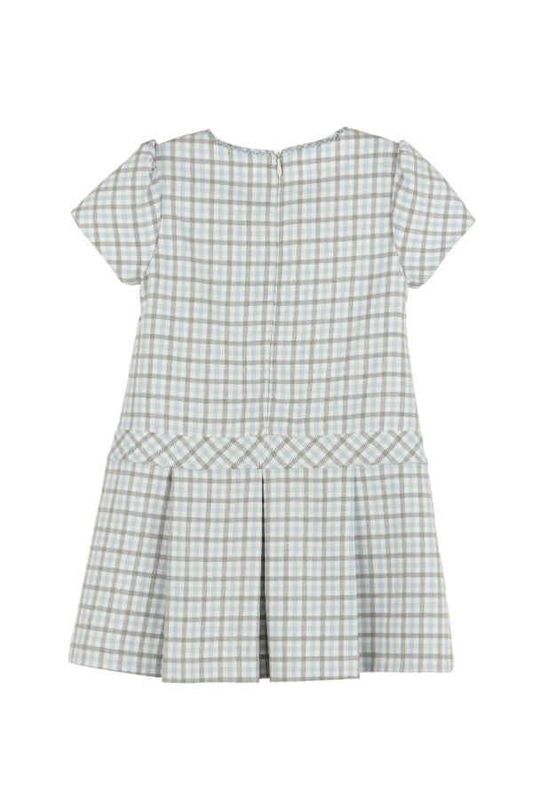 Gingham Check Stitches Dress Blue