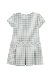 Gingham Check Stitches Dress Blue