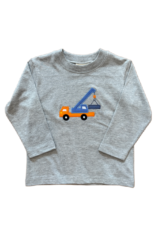 Crane Truck Long Sleeve T-Shirt Grey