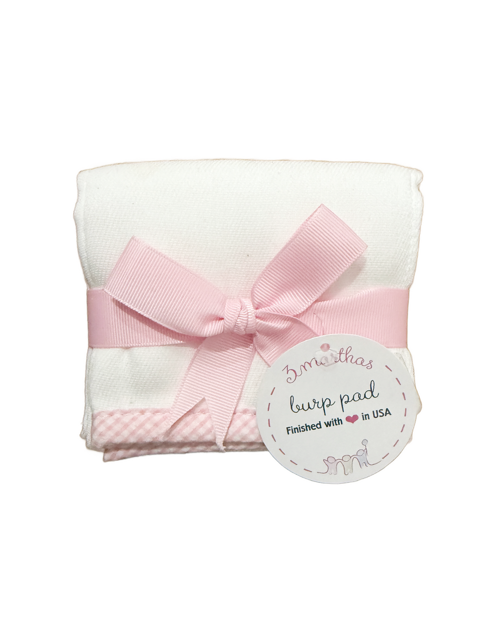 Pink Seersucker Trimmed Fabric Burp Cloth