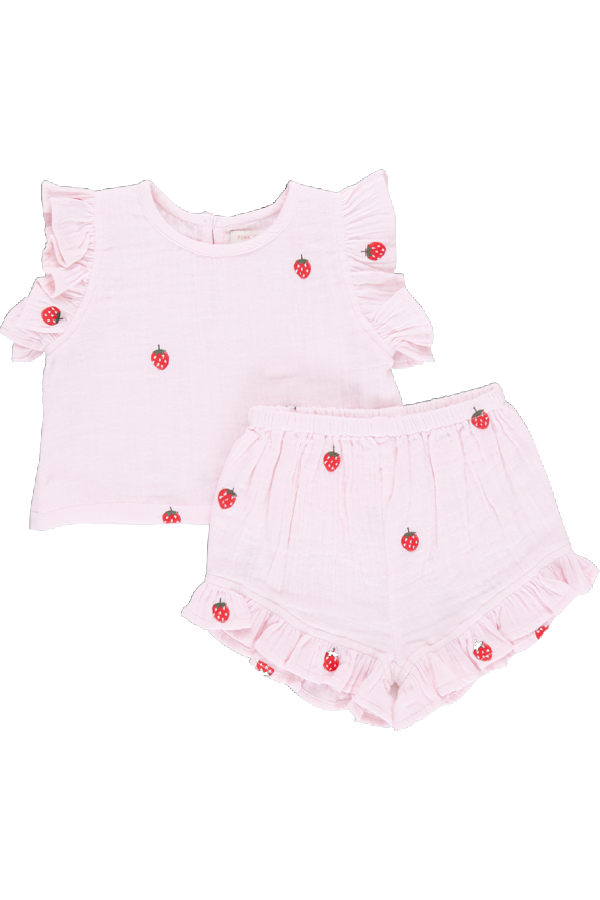 Roey Short Set Strawberry Embroidery