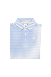 Prim and Proper Polo Short Sleeve Beale Street Blue Stripe Worth Avenue White