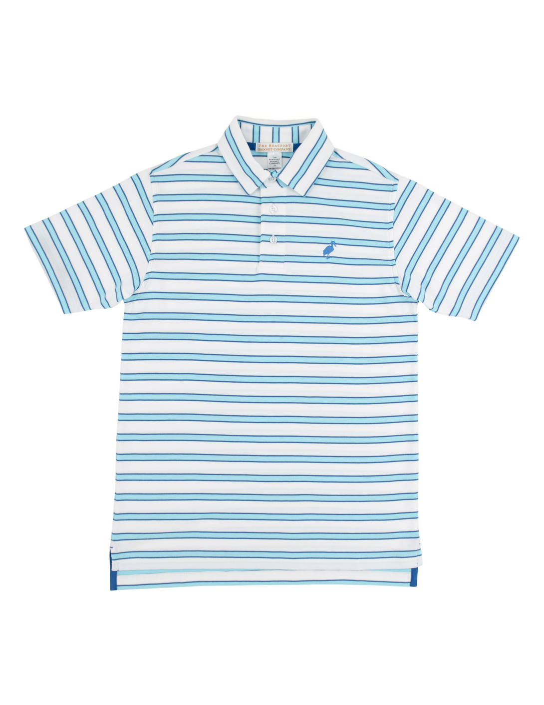 Prim and Proper Polo Worth Ave White Belhaven Blue and Wood Boat Blue Stripe/Wood Boat Blue