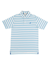 Prim and Proper Polo Worth Ave White Belhaven Blue and Wood Boat Blue Stripe/Wood Boat Blue