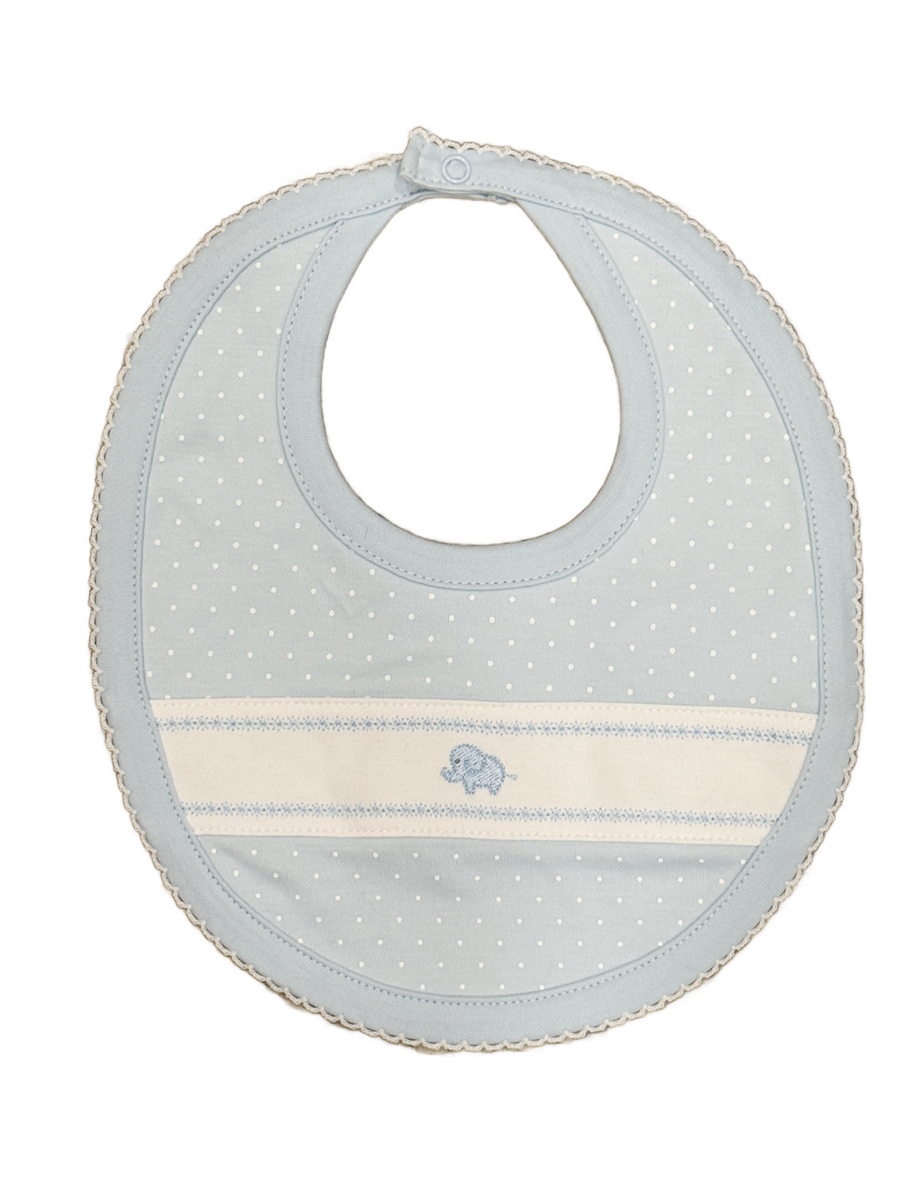 Classic Treasures Dot Printed Embroidered Elephant Bib