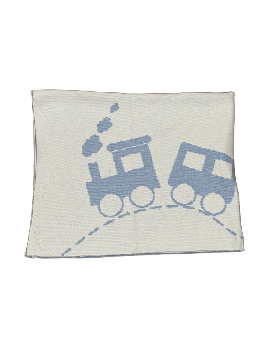 Blue and White Train Blanket