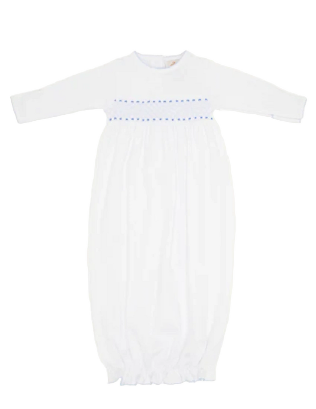 Sweetly Smocked Greeting Gown Worth Avenue White/Buckhead Blue