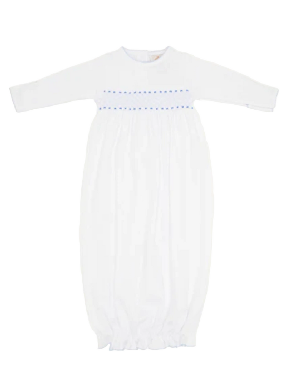 Sweetly Smocked Greeting Gown Worth Avenue White/Buckhead Blue