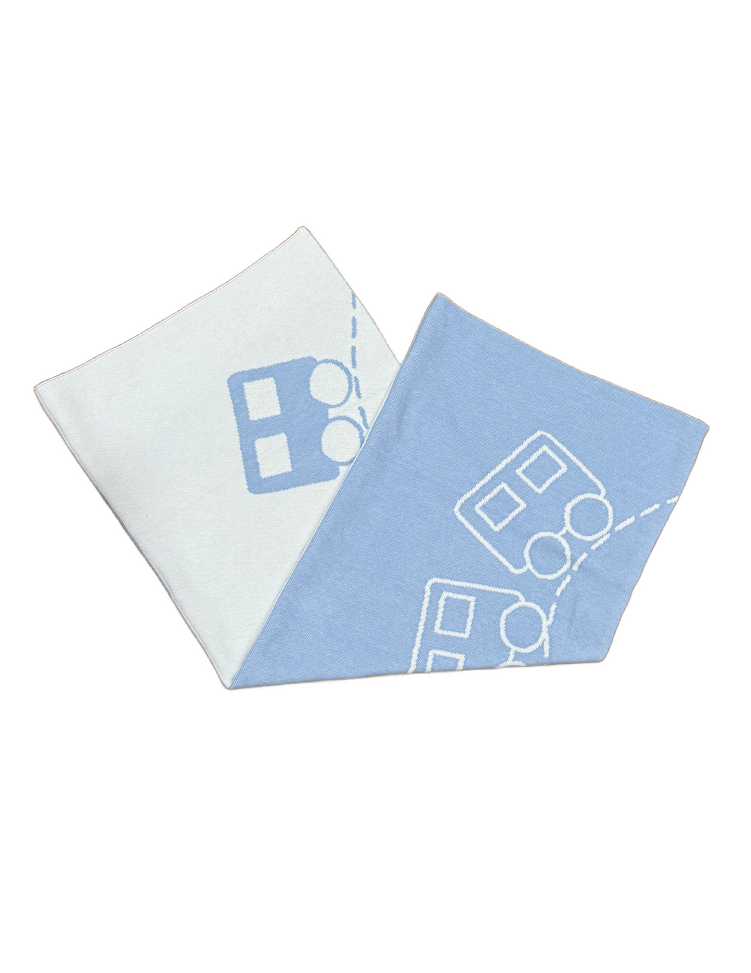 Blue and White Train Blanket