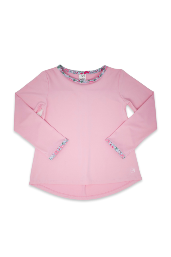 Taylor Tee Long Sleeve Pink with Floral Trim