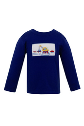 Crane Smocked Royal Blue Boy's T-shirt