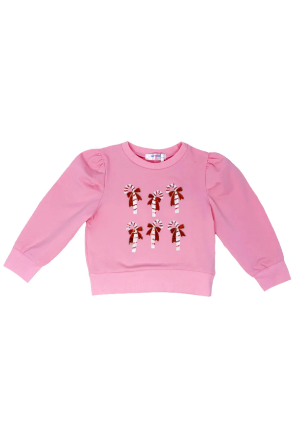 Lily Pink Candy Cane Sequin Puff Sleeve Shirt