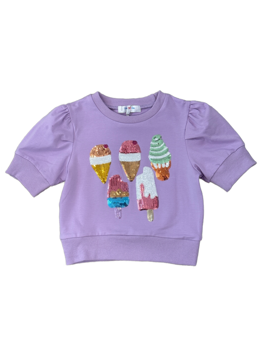Ice Cream Lavender Sequin Short Puff Sleeve
