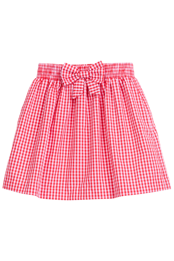 Smocked Bow Skirt Red Gingham