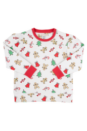 Cassidy Comfy Crewneck Puff Sleeve Sugar Plum with Richmond Red