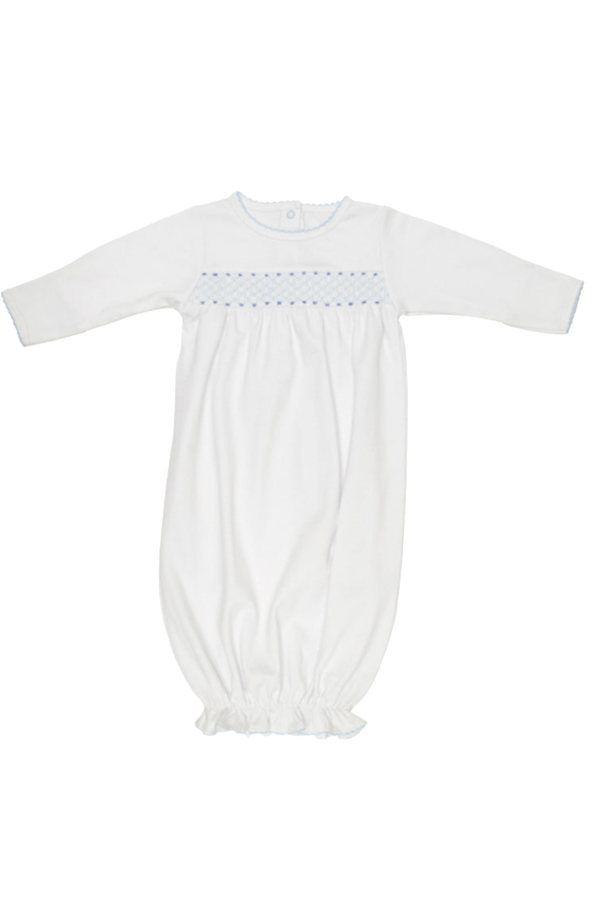Sweetly Smocked Greening Gown Worth Avenue White Buckhead Blue