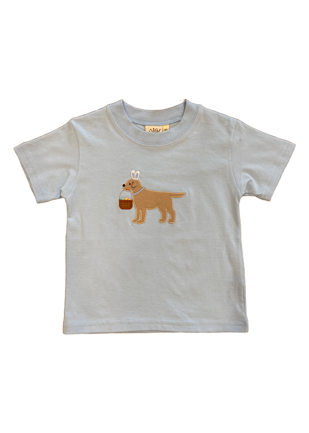 Lab Holding Easter Basket with Eggs Applique T-Shirt