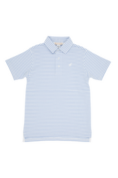 Prim and Proper Polo Short Sleeve Beale Street Blue Stripe Worth Avenue White