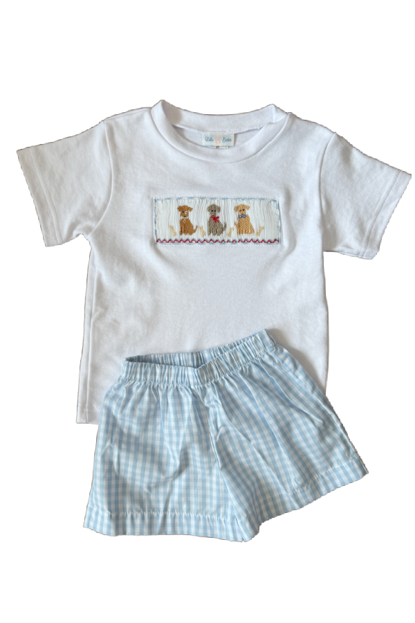 Pups Smocked Short Set