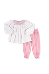 Betsy Gathered Pant Set in Precious Pink Bitty Dot