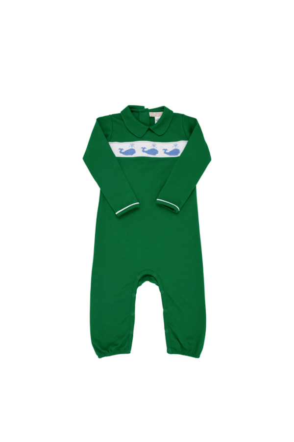 Rigsby Romper in Kiawah Kelly Green Whales