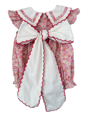 Gem Pink Floral Bubble with White Collar and Tie Back Sash