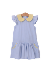 Genevieve Dress in Light Blue Stripe & Yellow