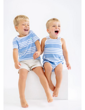 Skipper Sunsuit Pima Saddle Ridge Stripe Sarasota Sky Worth Avenue White