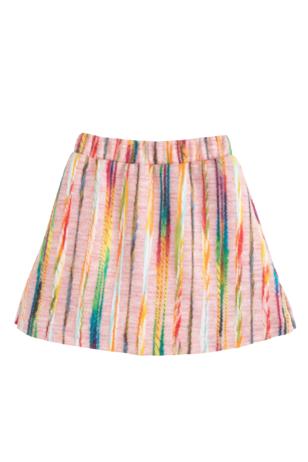 Mini Skirt Pink Multi Stripe Wool