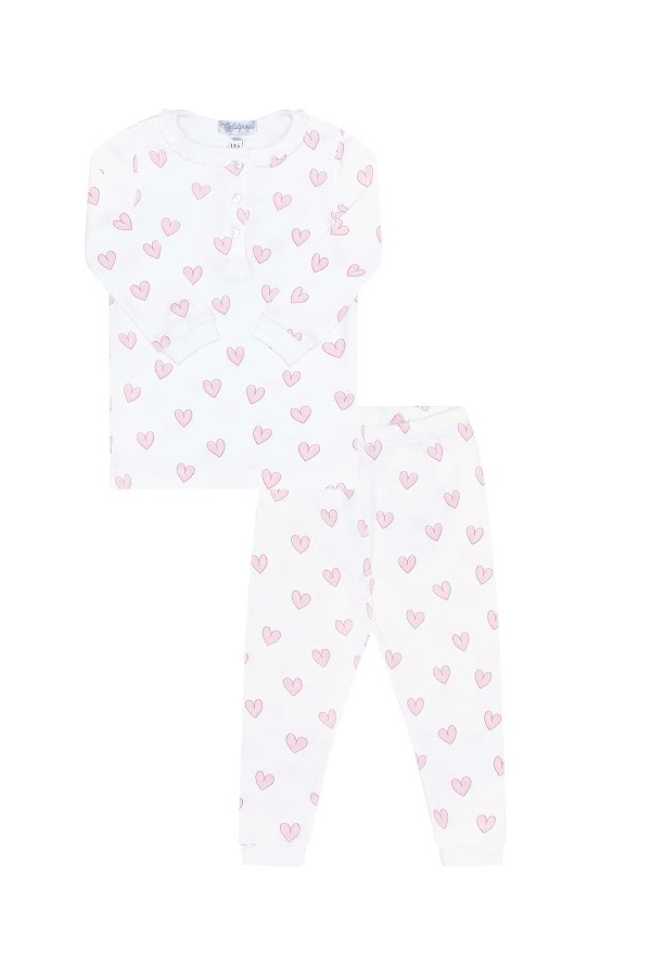 Pink Heart Print Pajama Set