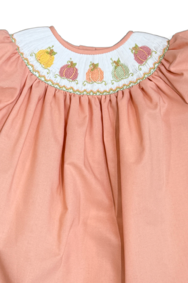 Emmie Pumpkin Smocked Bishop Bubble