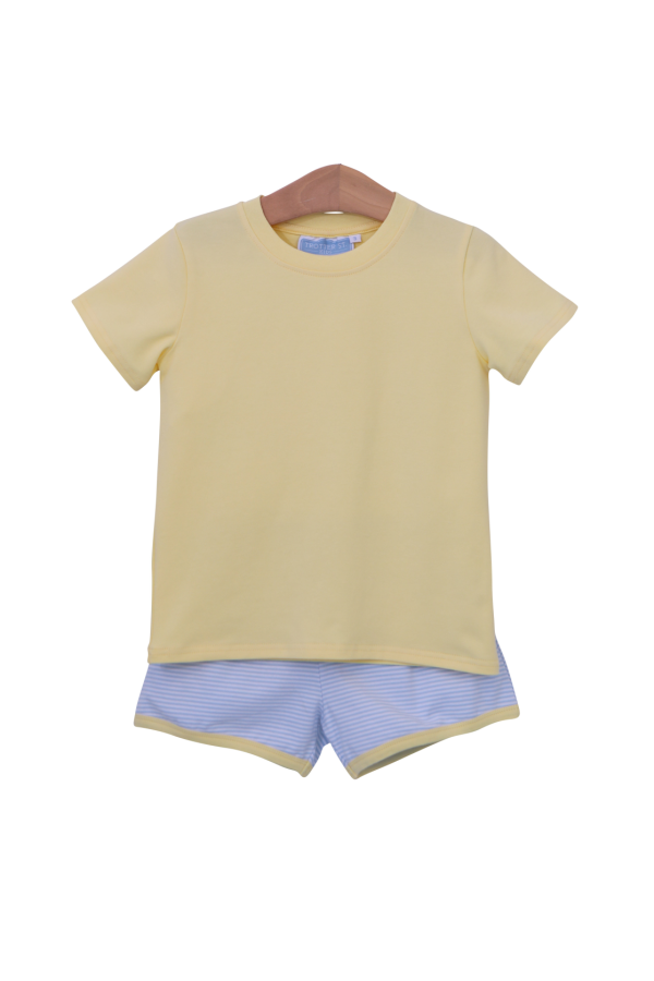 Thomas Short Set in Light Blue Stripe & Yellow