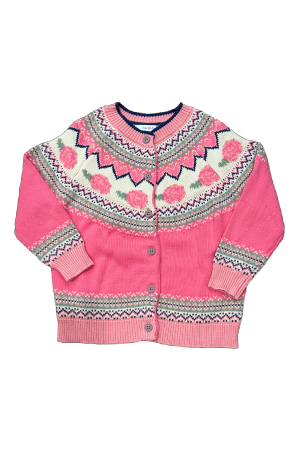 Hot Pink Rose Cardigan Sweater