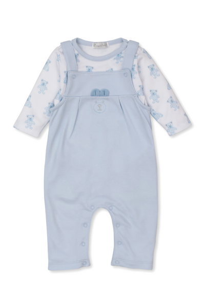 Beary Plaid Overall Set in Blue