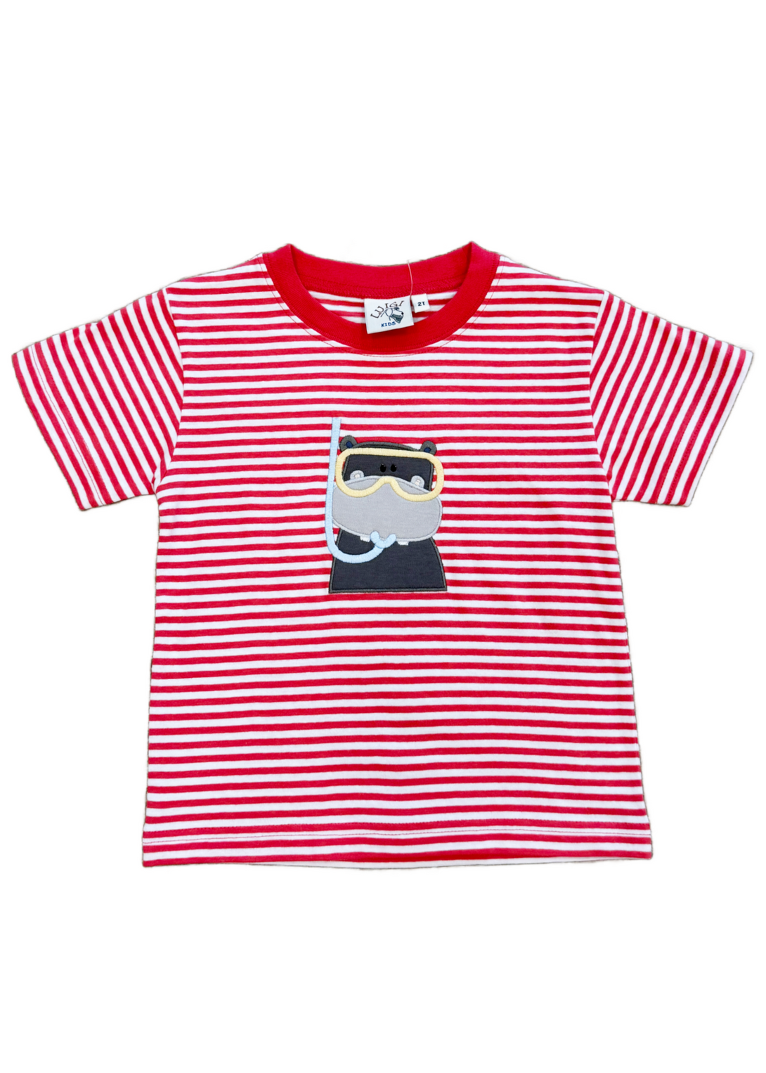 Scubba Hippo Coral and White Stripe T-Shirt