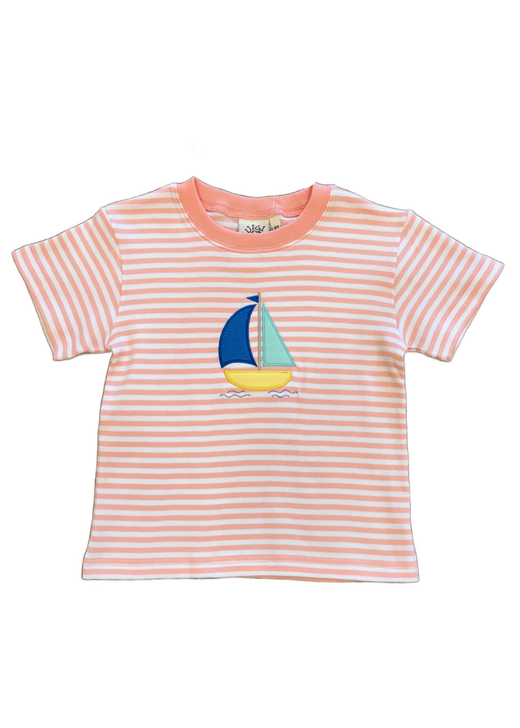 Boat with Sails Peach and White Stripe T-Shirt