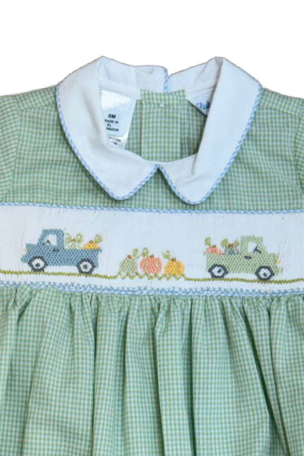 Noah Pumpkin Smocked Boy Bubble