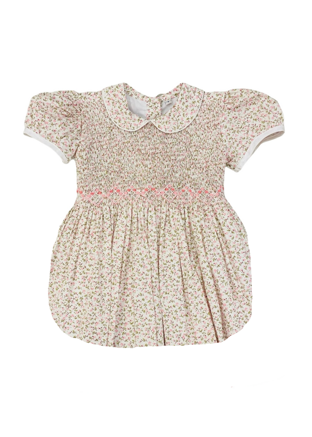 Nikki Pink Floral Smocked Bodice Bubble