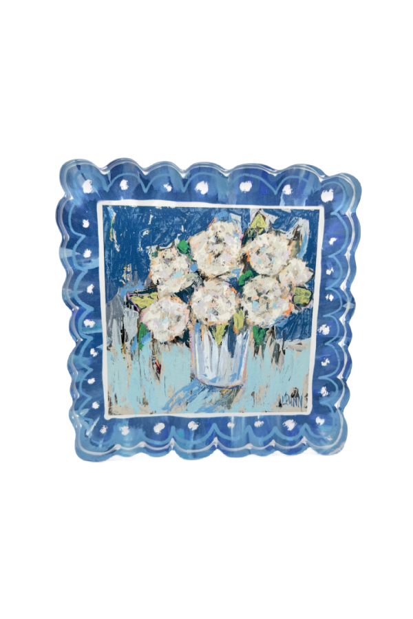 Scalloped Blue Hydrangea Acrylic Block