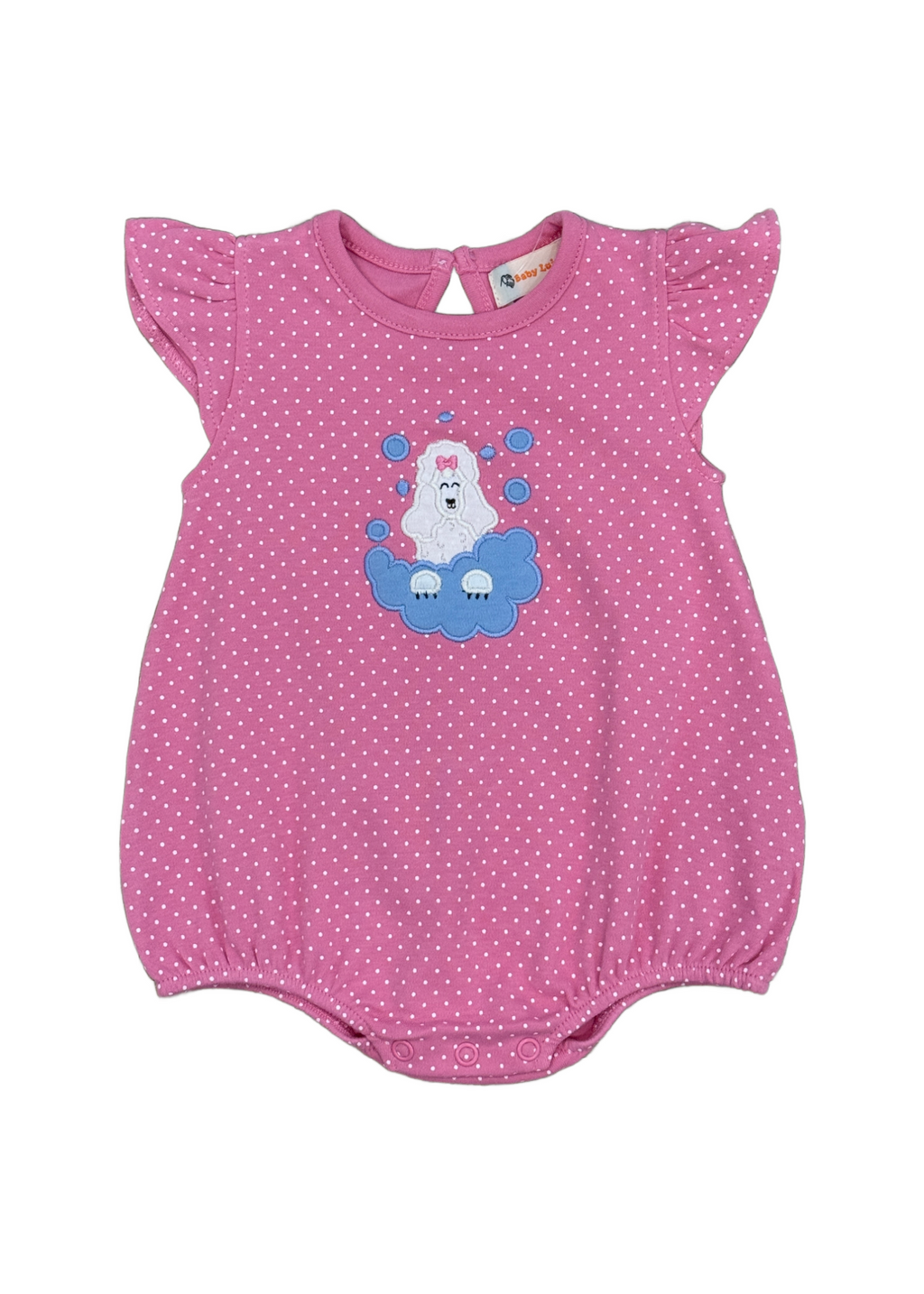 Poodle In Cloud Applique Bubble Bubblegum Pink White Dots