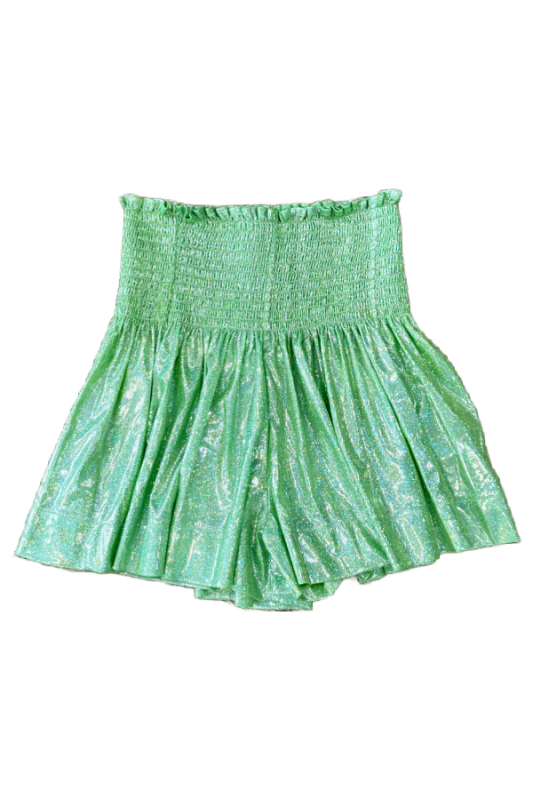 Kids Pleated Swing Shorts in Lime