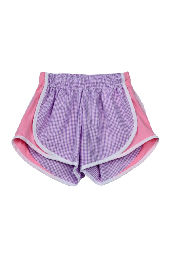 Shorts - Lavender Check with Pink Side