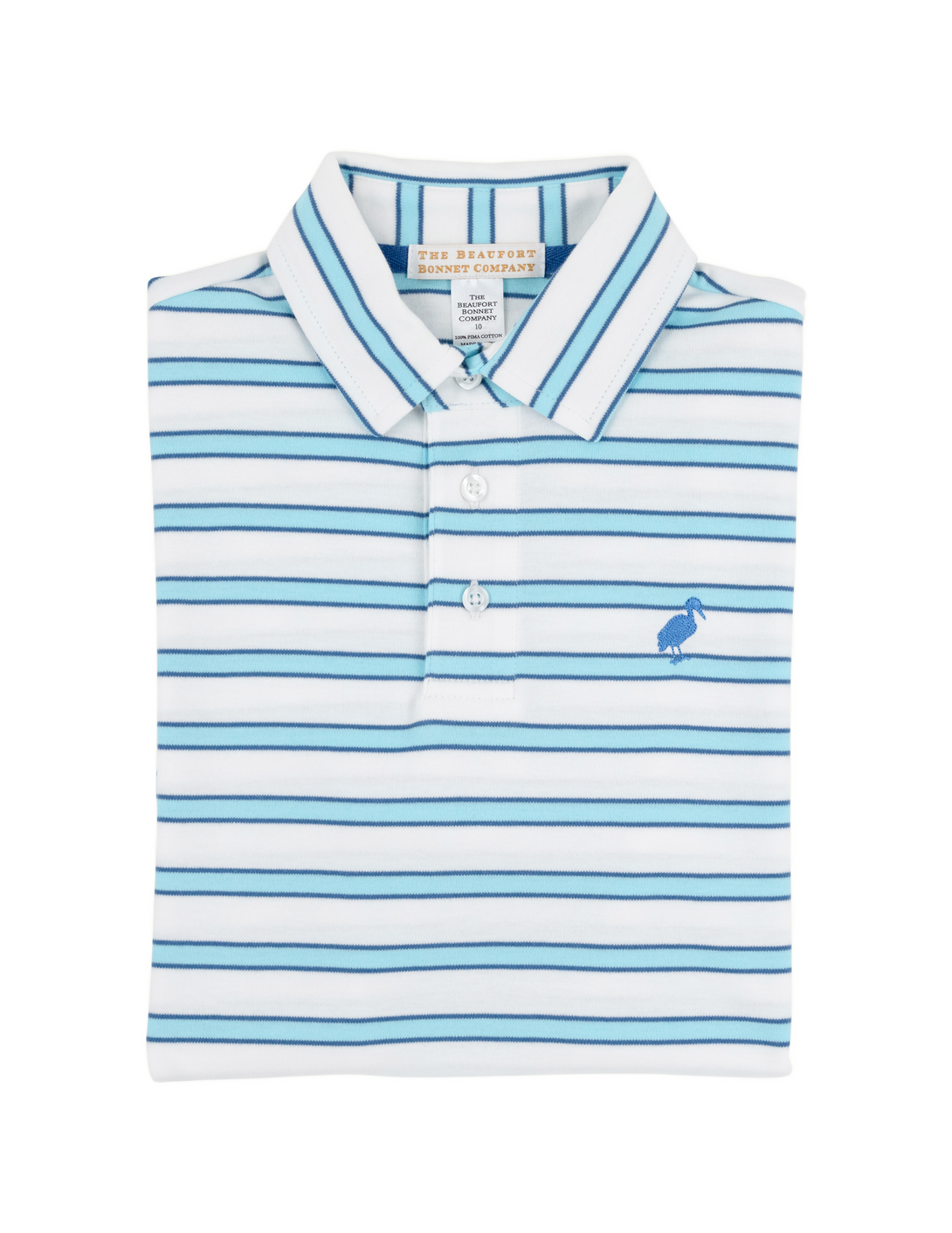 Prim and Proper Polo Worth Ave White Belhaven Blue and Wood Boat Blue Stripe/Wood Boat Blue