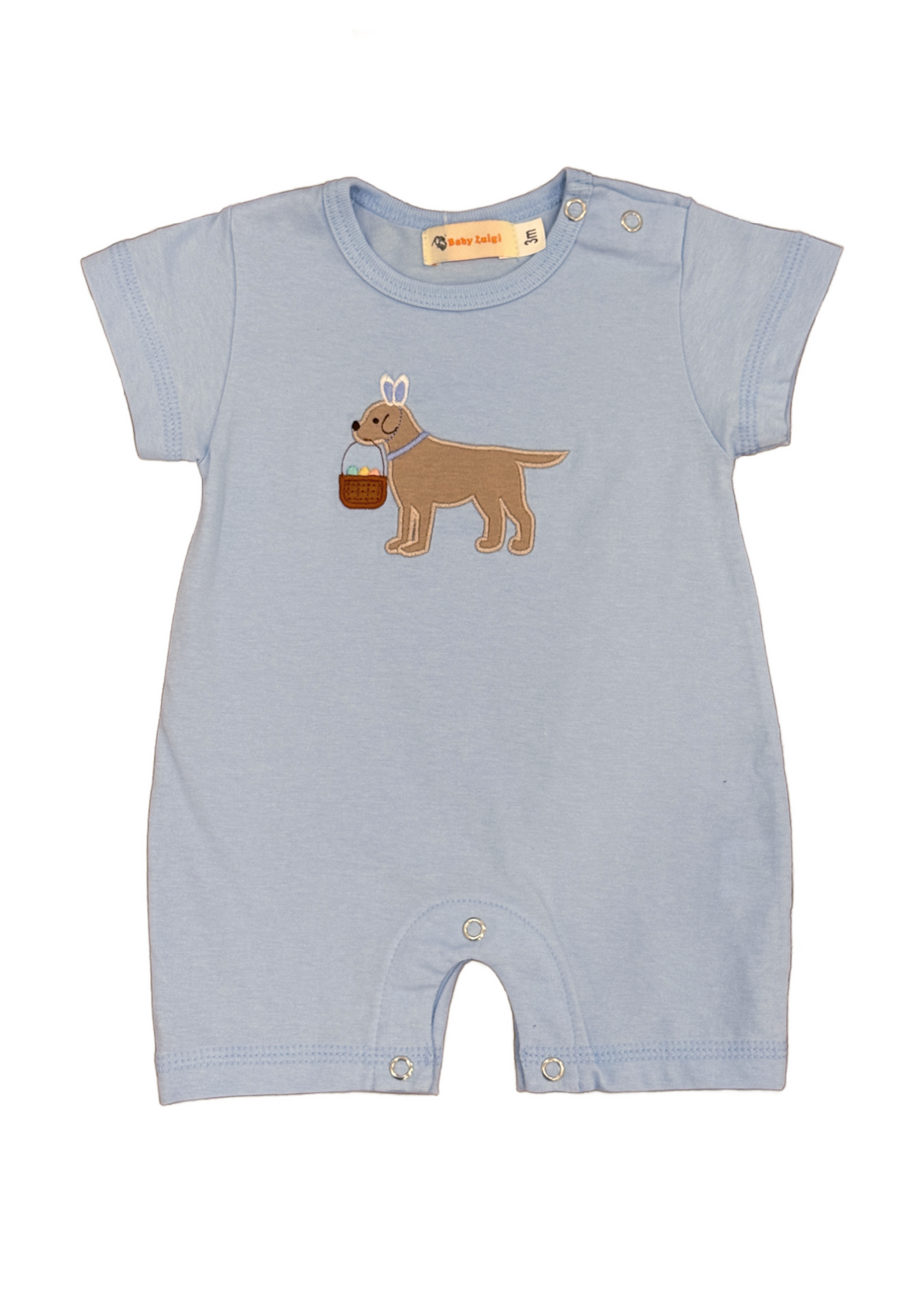 Lab With Easter Basket Sky Blue Romper