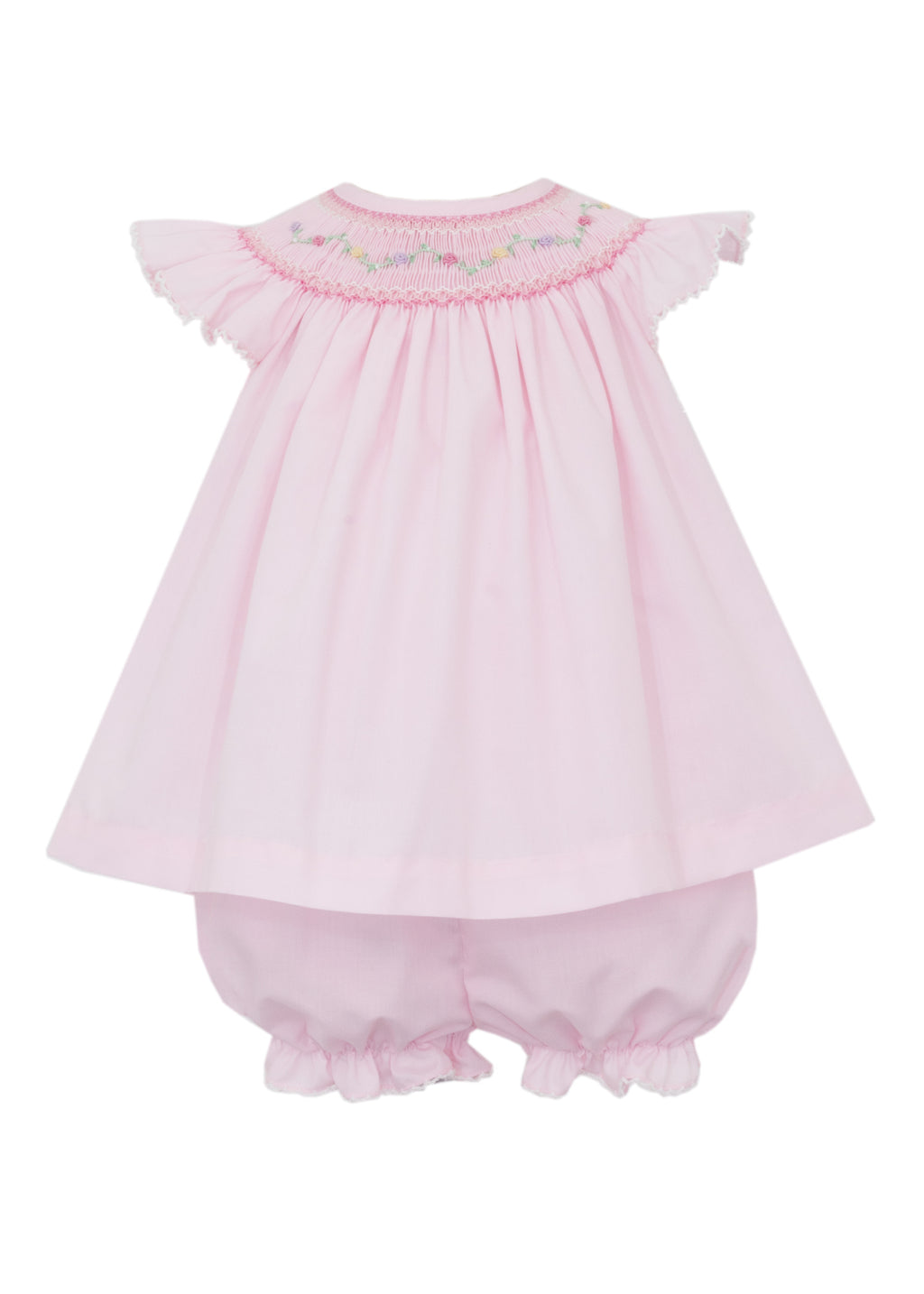 Martha Pink Poplin Angel Wing Smocked Bloomer Set