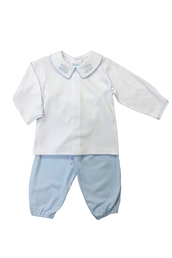 Blue Car with Key Shadow Stitch Pant Set